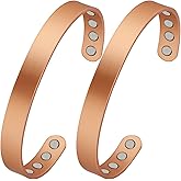 Feraco Copper Magnetic Bracelet for Men Women, 99.99% Pure Copper Cuff Bangle with Effective Neodymium Magnets, Adjustable Jewelry Gifts