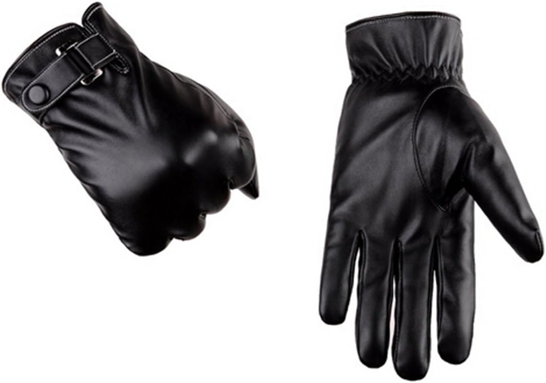 Little Chair Mens Touchscreen Winter Leather Velvet Gloves Outdoor Driving Mitten