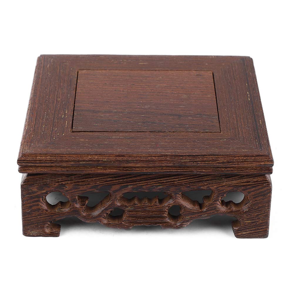 Jenngaoo Wooden Display Stands,Solid Wood Pedestal Bonsai Base Vase Stand Table Lamp Teapot for Home Office Decoration(3.9x3.9x1.5in)