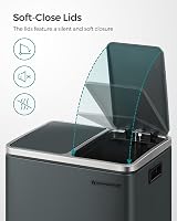 SONGMICS 2 x 15L Double Bin Pedal Waste Recycling Kitchen Bin Greenish Grey view 5