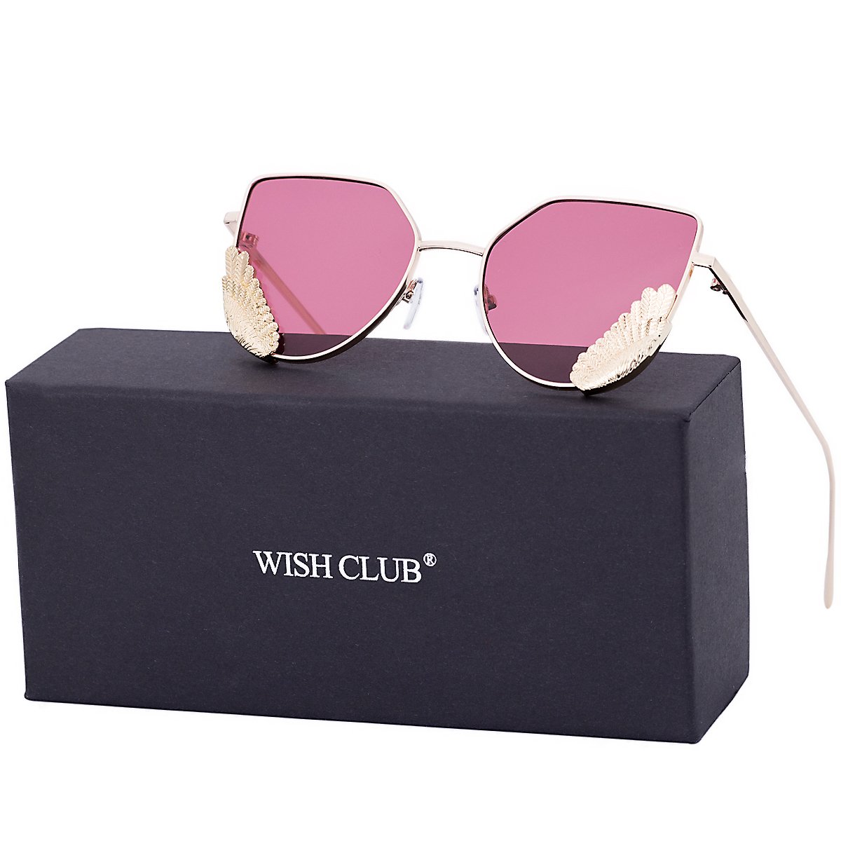 WISH CLUB Women Cat Eye Sunglasses Fashion Designer Transparent UV 400 Stylish Modern Party Glasses (Light Pink)