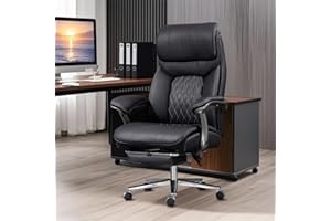 HDHNBA Big and Tall Office Chair, Wide Seat Executive Office Chair with Lumbar Support and Headrest, 600 lbs Heavy-Duty Ergonomic Desk Chair, Luxury Leather Chair with Leg Rest