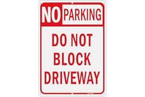 T&R Large No Parking Sign Do Not Block Driveway Sign - 14 x 10 Inches Rust Free .040 Aluminum Reflective - UV Protected, Waterproof and Fade Resistant - 6 Pre-drilled Holes