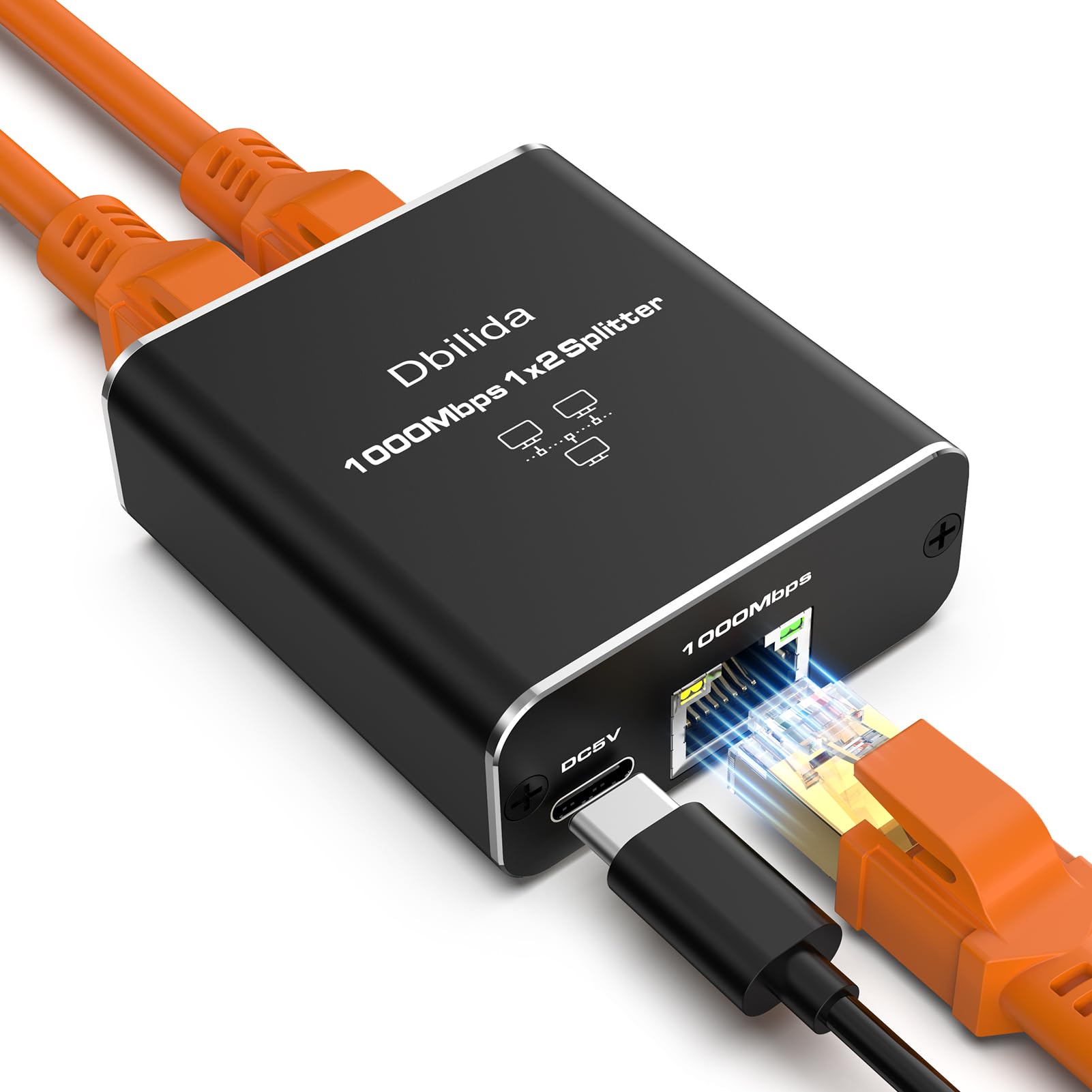 Photo 1 of Dbilida Ethernet Splitter - 1 to 2 Port, 1000Mbps LAN Splitter for Cat 5/6/7/8 Cables, Computers, Routers, Set-top Boxes (2 Devices Networked Simultaneously)