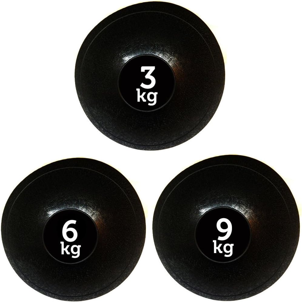 FXR Sports SET OF 3 SLAM BALL NO BOUNCE MEDICINE BALLS FITNESS MMA - 3KG 6KG 9KG WITH SKIPPING ROPE+WORKOUT POSTER