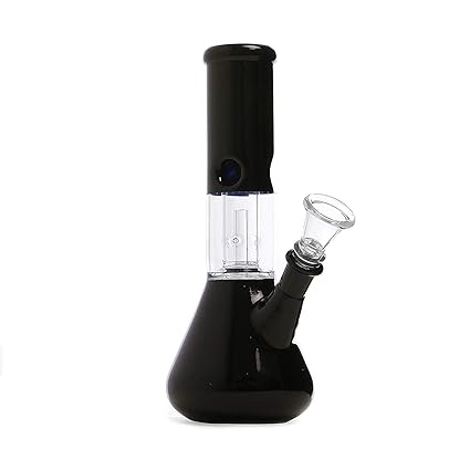 SuttaLife Percolator Bong Waterpipe with Ice and Filter, Hand Crafted, Pyrex Glass, Black Color, 8