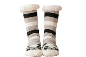 Royal Hong Beauty Fuzzy Slipper Socks for Kids Girls Women with Grippers Non Slip，Kids Warm Fuzzy Christmas Slipper Socks