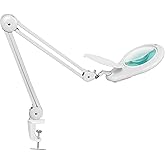 Neatfi Elite XL HD Super LED Magnifying Lamp with Clamp – 7” Glass Lens, 6500K Daylight, Glare-Free, Adjustable Arm, Lamp for Reading, Sewing, Crafting (7 Inch Lens, White)