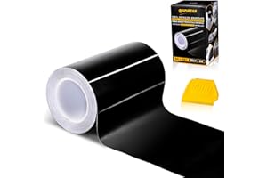 Spurtar Gloss Black Vinyl Wrap 4 Inch x 20ft Air-Release Adhesive Car Vinyl Tape Chrome Delete Wrap Roll DIY Car Exterior Decoration Door Edge Guard Vehicle Detailing Paper 10CM x 6M