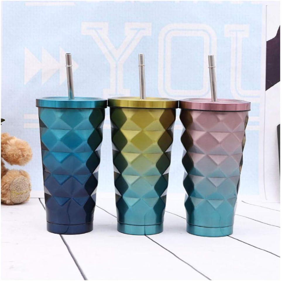 Cups Stainless Steel Tumbler 500Ml Travel Mug with Lid Straw Coffee Milk Cup Portable Thermos Flask Water Bottle cxjff