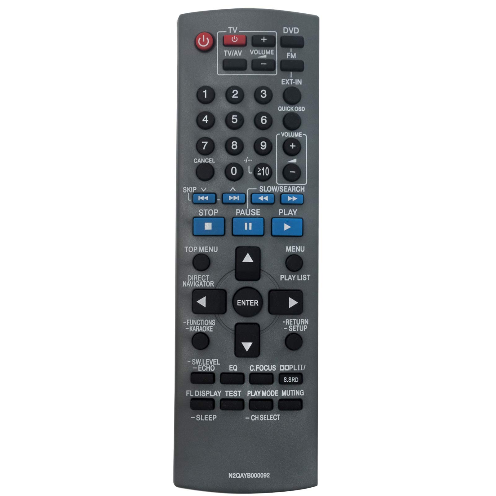 VINABTY N2QAYB000092 Replacement Remote Fit for Panasonic Blu-ray Home Theatre SA-BTT350P SA-BT235 SA-BT330 SC-BT330PK N2QAYB000091