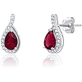 14k Yellow or White Gold Gemstone Pear Shape Drop Stud Earrings for Women with Teardrop Natural Diamonds and Push Backs 6mm x 4mm Birthstone by MAX + STONE