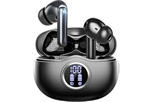 Fhumsh A10 Pro Wireless Earbuds, Bluetooth 5.3 Headphones HiFi Stereo 50H Playback LED Digital Display Ear Buds with ENC Noise Canceling Headset, IPX7 Waterproof Earphones for Gym/Running/Work, Black