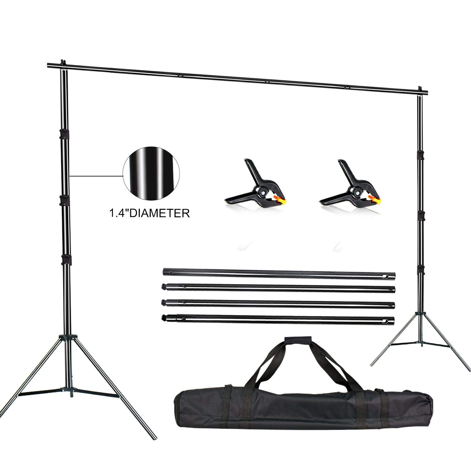 FUDESY Photo Video Studio 10 x 10Ft Heavy Duty Adjustable Backdrop Stand,Background Support System for Photography with Carry Bag,Two Pieces Spring Clamps