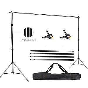 FUDESY Photo Video Studio 10 x 10Ft Heavy Duty Adjustable Backdrop Stand,Background Support System for Photography with Carry Bag,Two Pieces Spring Clamps