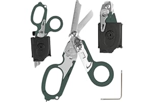6 in 1 Multi-Function Foldable Trauma Shears with Compatible Holster, Emergency Response Scissors Outdoor Camping Rescue Tool