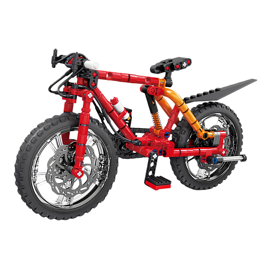 MGKEOUF Bicycle Building Blocks Model,Building Bricks Set,DIY Mountain Bike Building Set, Construction Kit Gift for Adults and Teens, Construction Toy Bike Home Office Decor (red)
