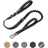 EXCELLENT ELITE SPANKER Tactical Dog Leash Heavy Duty 5-6FT Adjustable No Pull Military Bungee Dog Leash Elastic Leads Rope with 2 Padded Control Handle for Medium Large X-Large Dogs(Black)
