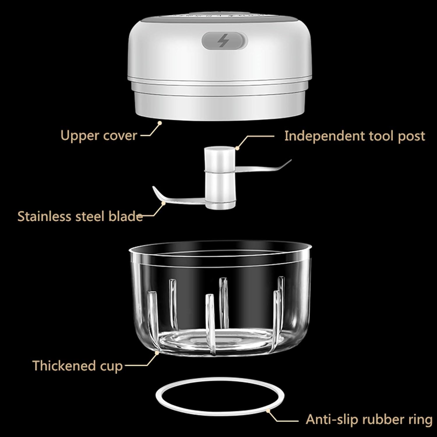 2ps Mini Food Chopper Electric Small Kitchen Food Processor Blender, Portable Vegetable, Fruit, Meat, Garlic, Onion - Image 3