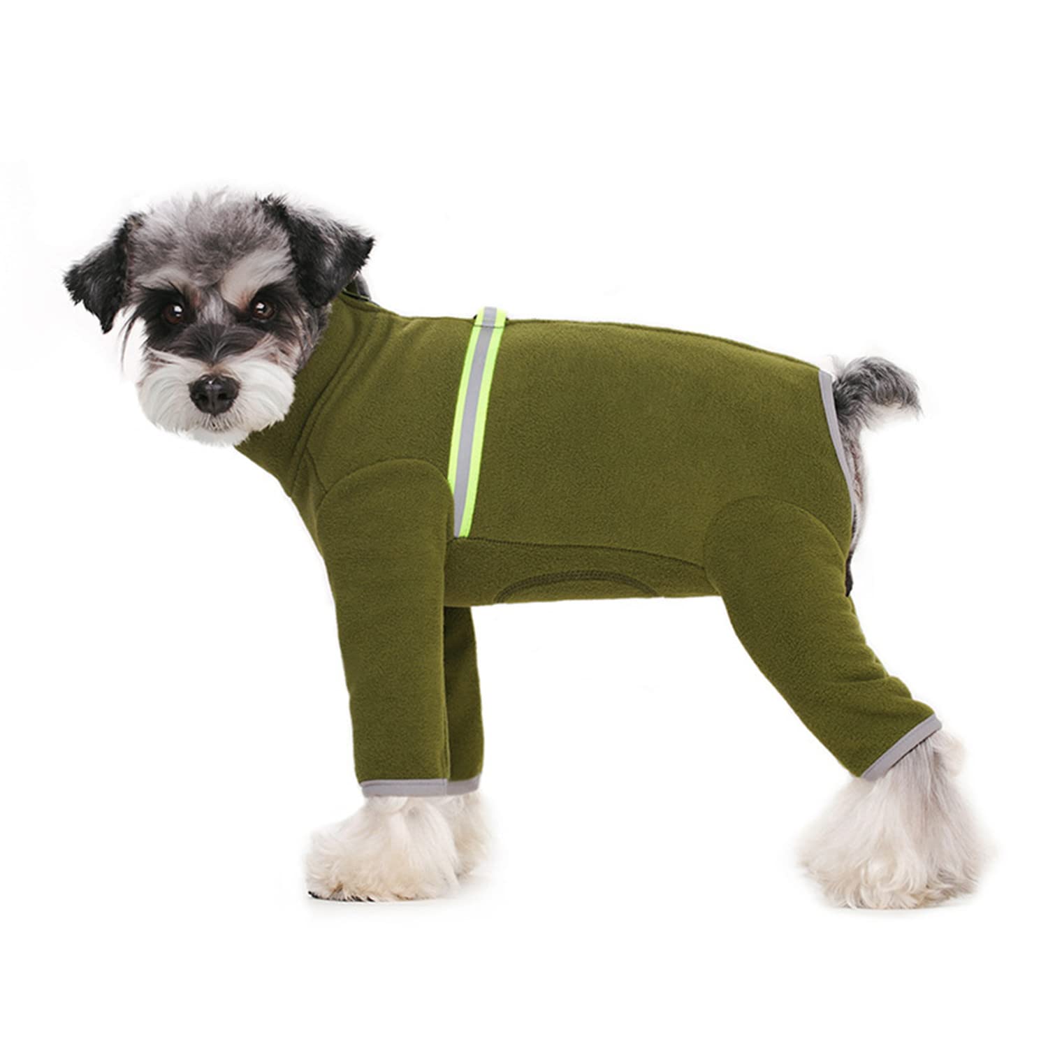 BT Bear Small Dogs Winter Clothes,Dog Winter Warm Coat Soft Fleece with Reflective Zip Dog Onesie Jumpsuit, Puppy Pet Pajamas Costume Apparel (Olive-green,XL)