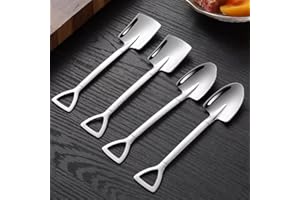 Set of 4 Dessert and Coffee Spoon Shovel, Stainless Steel Kitchen Utensil Set, Kitchen & Dining Accessories