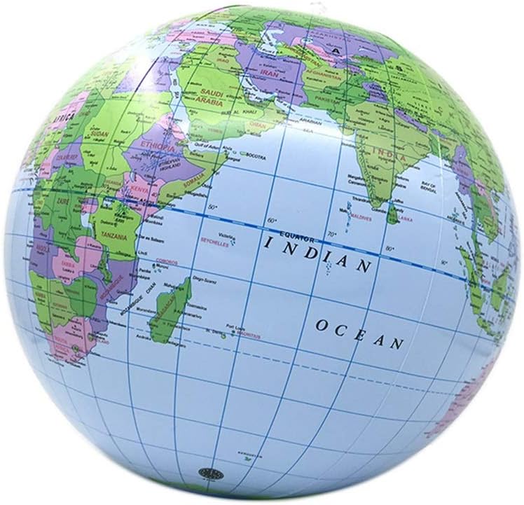 Creative Globe PVC Inflatable Earth Beach Ball Teaching Model Teaching Aids Universal Rotation Globe Educational Toy Gift (Color : Blue, Size : 25cm)