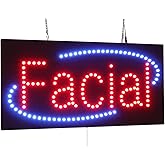 Facial Sign, 24"x12", 60x30cm, TOPKING, LED, Neon, Florescent, Signage, Signboard, Display, Billboard, Screen, Grand Opening, Gift