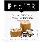 PROTIFIT - High Protein Pudding/Shake Mix, 15g Protein, Low Calorie, Low Fat, Low Carb, Aspartame Free, Idea Protein Compatible, Meal Replacement, 7 Servings Per Box (Caramel Caffe Latte)