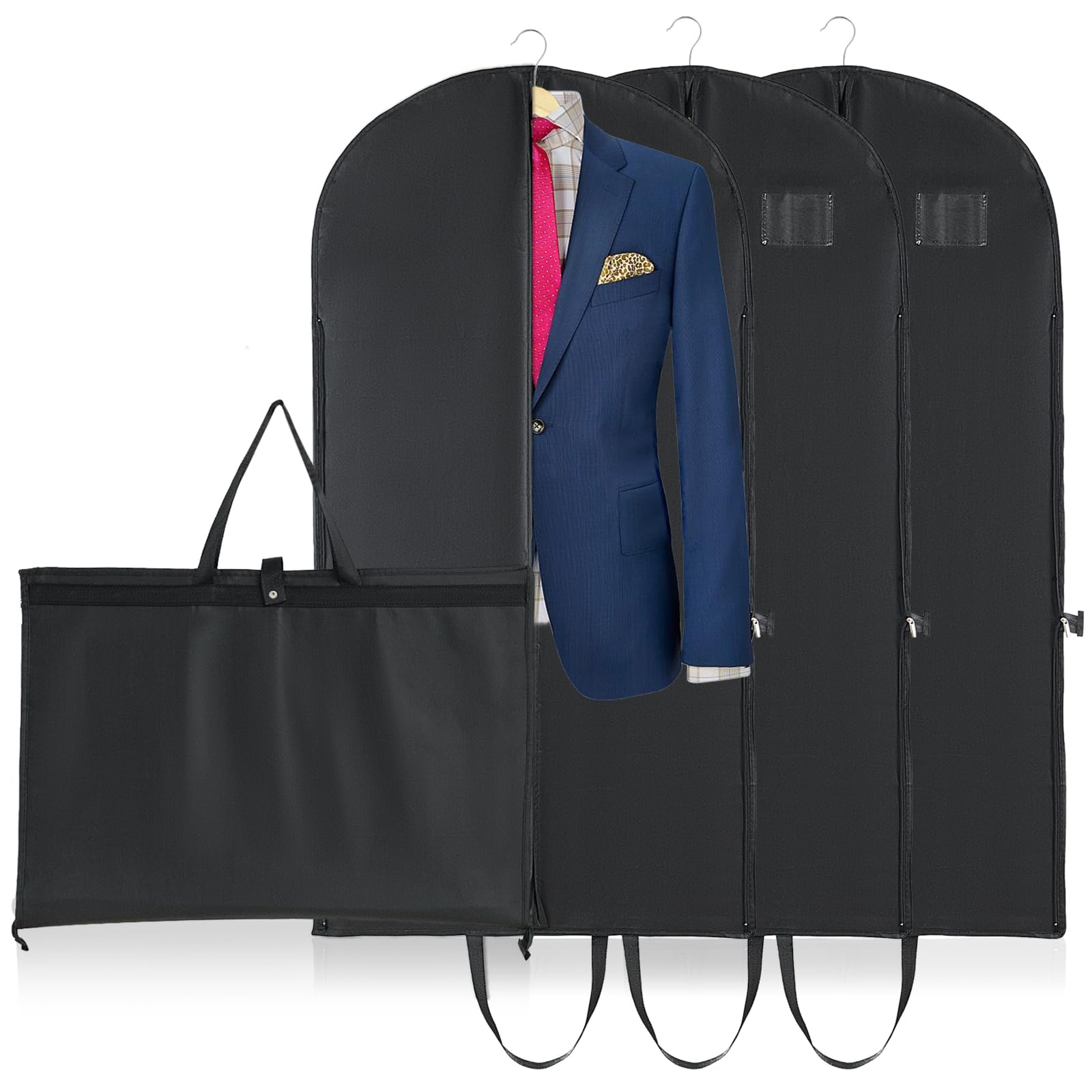 Niviy Suit Covers for Men Women, 3 x Clothes Covers with Zip and Handles, Travel Garment Cover Moth Resistant Dustproof Waterproof Washable Suit Carrier Protector Bags