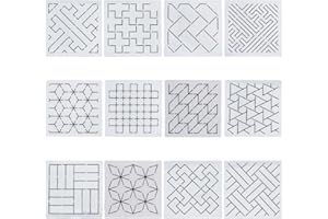 FREEBLOSS Sashiko Embroidery Stencils Sashiko Stencil Geometric Embroidery Patterns Stencils for Drawing Sashiko Template for Hand Quilting and Embroidery14x14cm