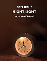 aboveClock Alarm Clock Bedside Analogue Battery Powered Night Light Snooze Wood view 5
