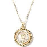 SELENICHAST 14K Gold Dainty Zodiac Necklace for Women,Gold Plated Rotatable 12 Constellation Astrology Necklaces Birthday Jewelry Gifts