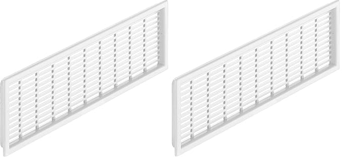 Gedotec Lochblech weiß Lüftungsgitter rechteckig Tür-Gitter Kunststoff - H4123 | geschlitzt mit Abdeckrand | 120 x 225 mm | 2