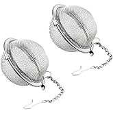 CIXLOGIC 2pcs Stainless Steel Tea Strainer Infuser Balls Fine Mesh Tea Filter with Extended Chain and Hook, Leaf Tea Strainer