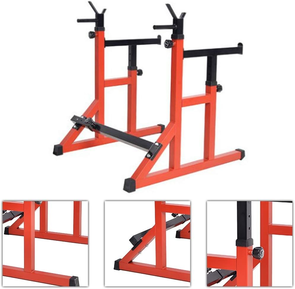 Squat rack Fitness Fitness Equipment Barbell Stand Adjustable Weight Bench Bench Press Rack Household Barbell Rack Folding Bench Press Flat Bench Weight Racks (Color : Orange, Size : 95 * 95 * 67cm)