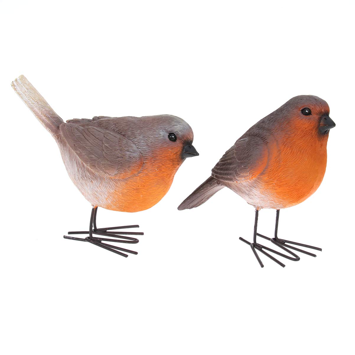 Garneck Set of 2 Robins Figurines - Resin Birds Garden Ornaments Realistic Robins Statues, Intricate Detailed Garden Decor Statue for Easter Christmas Decoration Indoor Outdoor