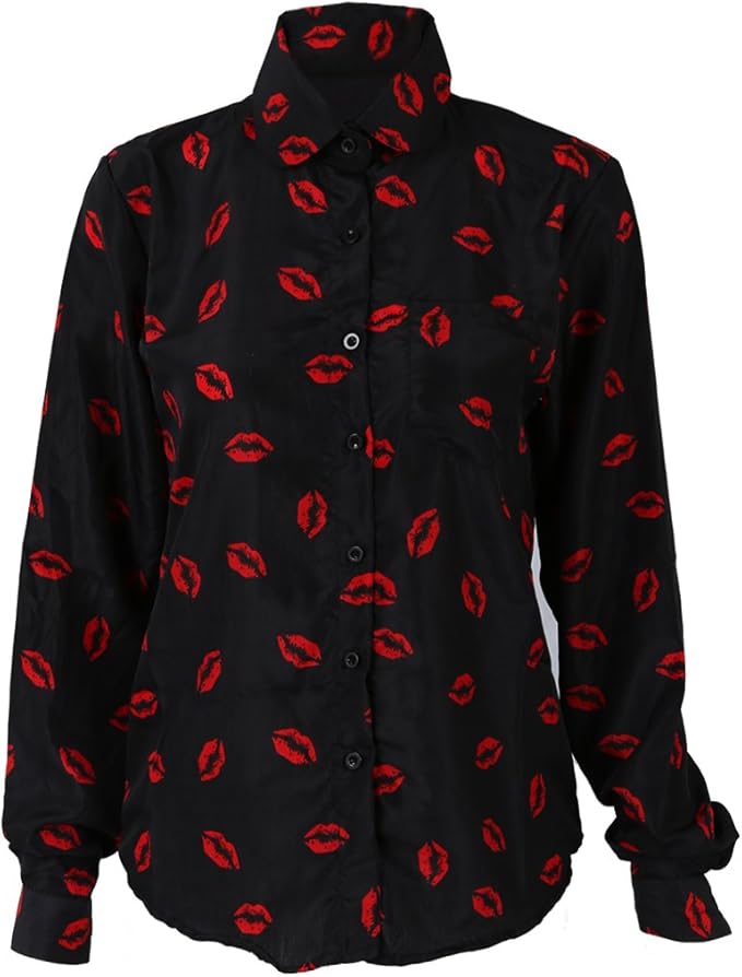 black shirt with red roses