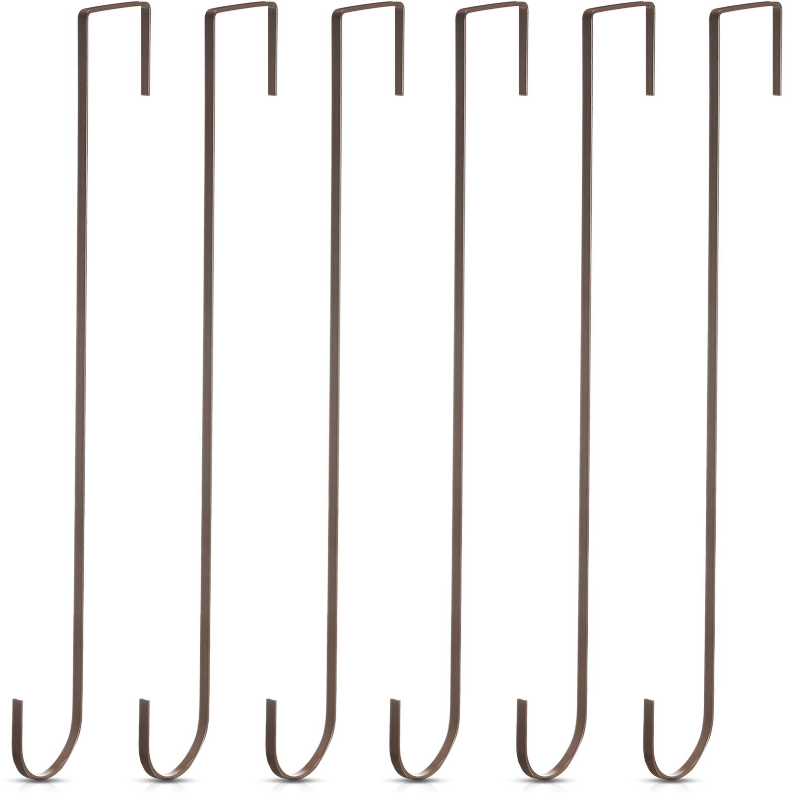 Hotop 15 Inch Wreath Hangers for Front Door Wreath Doors Hangers Steel Material Clothes Towel Hooks Holder Over The Door Hanger Hooks for Christmas Halloween Front Decorations(Bronzed,6 Pieces)