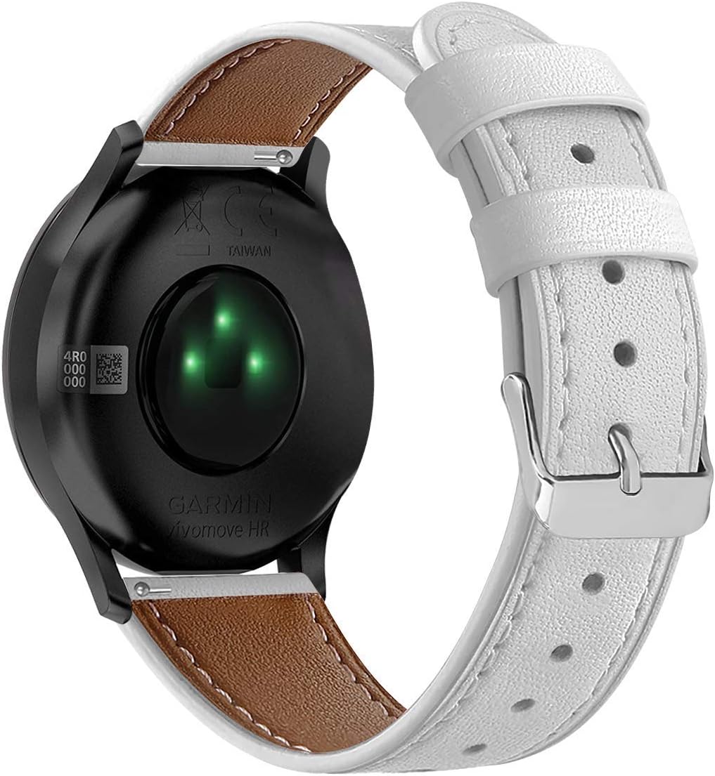 TenCloud Replacement Bands Compatible with Garmin Vivoactive 3/Vivoactive 3 Music Strap Quick Release 20mm Leather Printing Wristband Strap Bracelet (White) - Image 3
