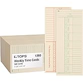 TOPS Time Cards, Weekly, 2-Sided, Named Days, 3-3/8" x 8-1/4", Manila, Green/Red Print, 500-Count (1260)