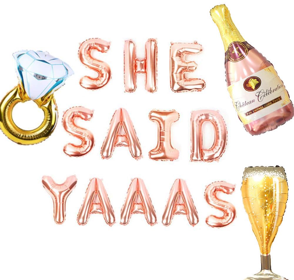 JeVenis She Said Yaaas Banner She Said Yaaas Balloons She Said Yes Balloon for Engagement Party Decor Bridal Shower Balloon Hen Party Balloons Hens Bachelorette Party Decoration