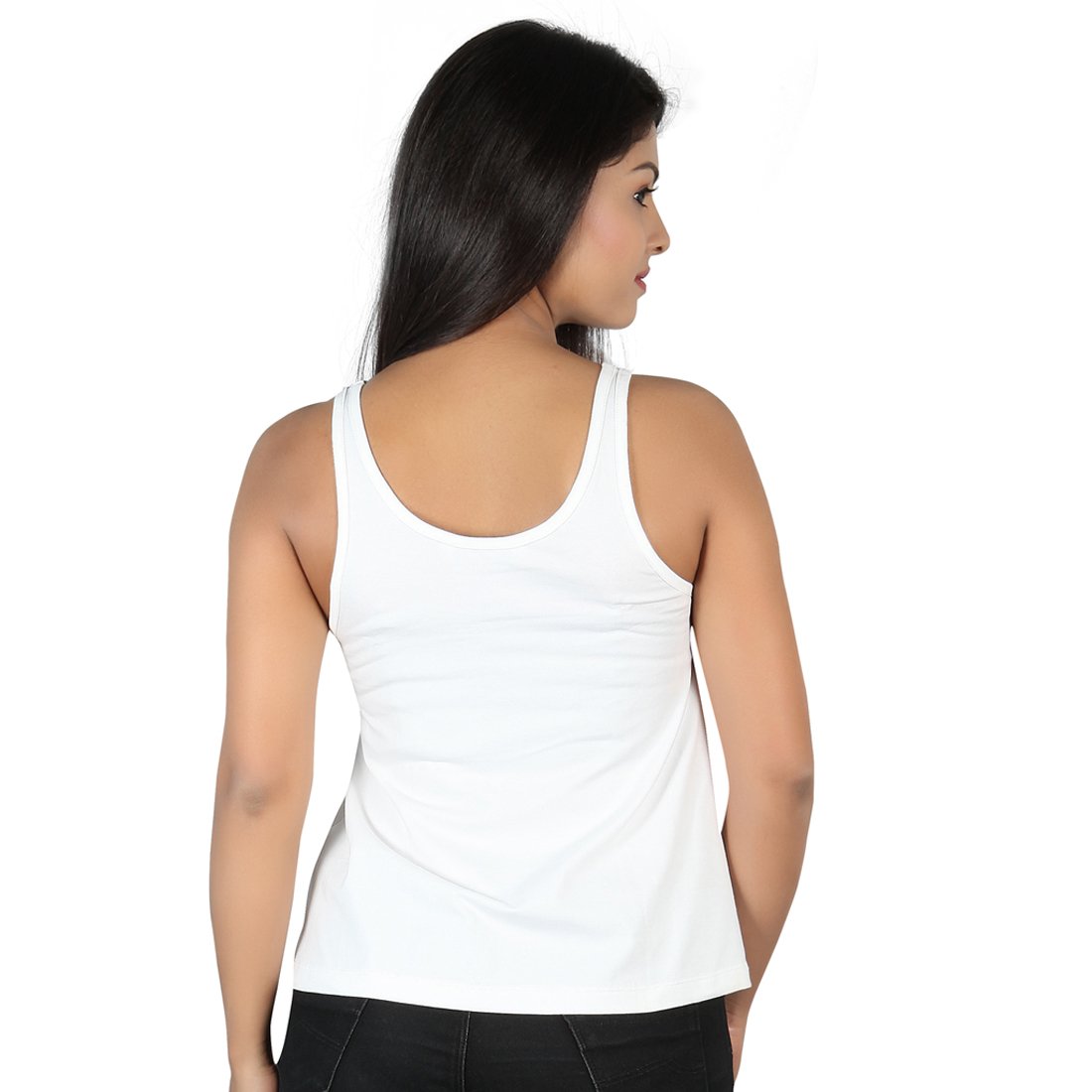 letizia women's cotton a-line tank top pack of 2 (white & beige)