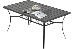 SAILARY Outdoor Patio Dining Table, 60x38'', Black Mesh
