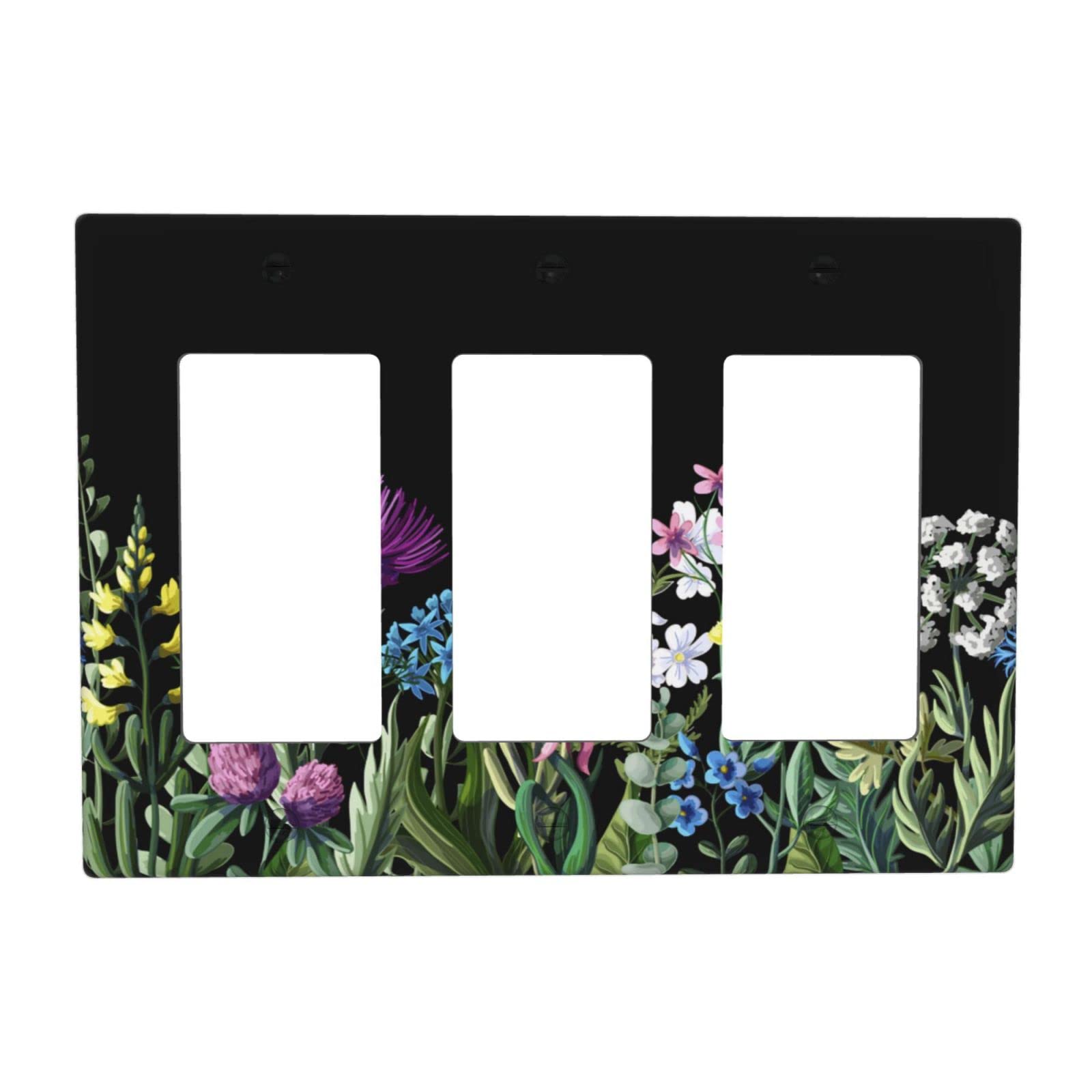 Wild Flower 3 Gang Rocker Light Switch Cover Triple