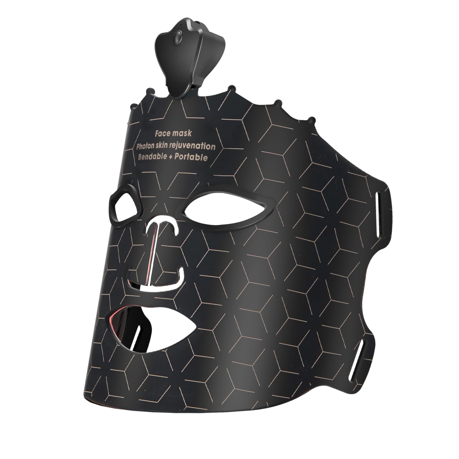 SUERBEATY Red Light Mask, 7 Colors Red Light Mask for Face, Cordless, Soft Flexible, Portable & Lightweight for Home & Travel, Rechargeable Facial Masks for Women & Men (Black)