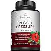 Sunergetic Premium Blood Pressure Support Supplement for Cardiovascular & Heart Health with Garlic, Hawthorn & Hibiscus (90 Capsules)
