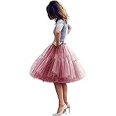 Tulle Skirt,Women's Midi Tulle Tutu Skirt Fluffy Princess Five Layers A line Party Prom Underskirt