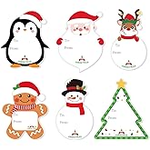 Christmas Gift Tags Stickers, 96Pcs Christmas Gift Labels Xmas Name Tags for Wrap Presents Boxes Decorations, 2 x 3 Inch, Self-Adhesive Snowman Santa Reindeer Stickers