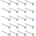 Silver Set of 20 Round Clear Simulated Diamond Nose Stud Box 1.5 mm Straight