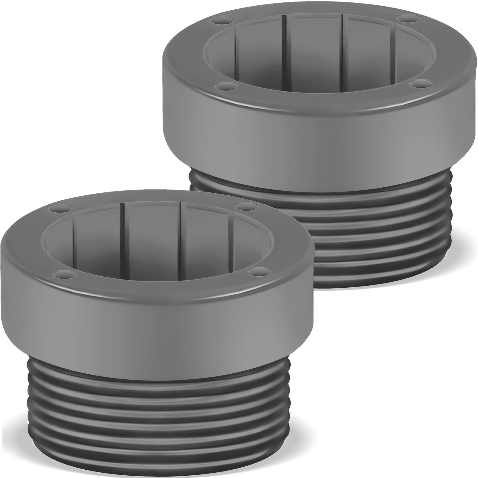 Photo 1 of Thyle 2 Pcs Pool Umbrella Stabilizer Adapter Threaded Adapter Sleeves Pool Umbrella Pole Stabilizer for Outdoor Patio 1 3/4" Insert(Gray)